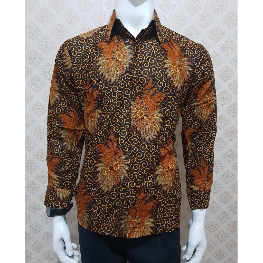 Batik Cowok YIC KEMEJA BATIK PRIA MOTIF BULU AYAM PANJANG ATASAN BATIK MODERN MS