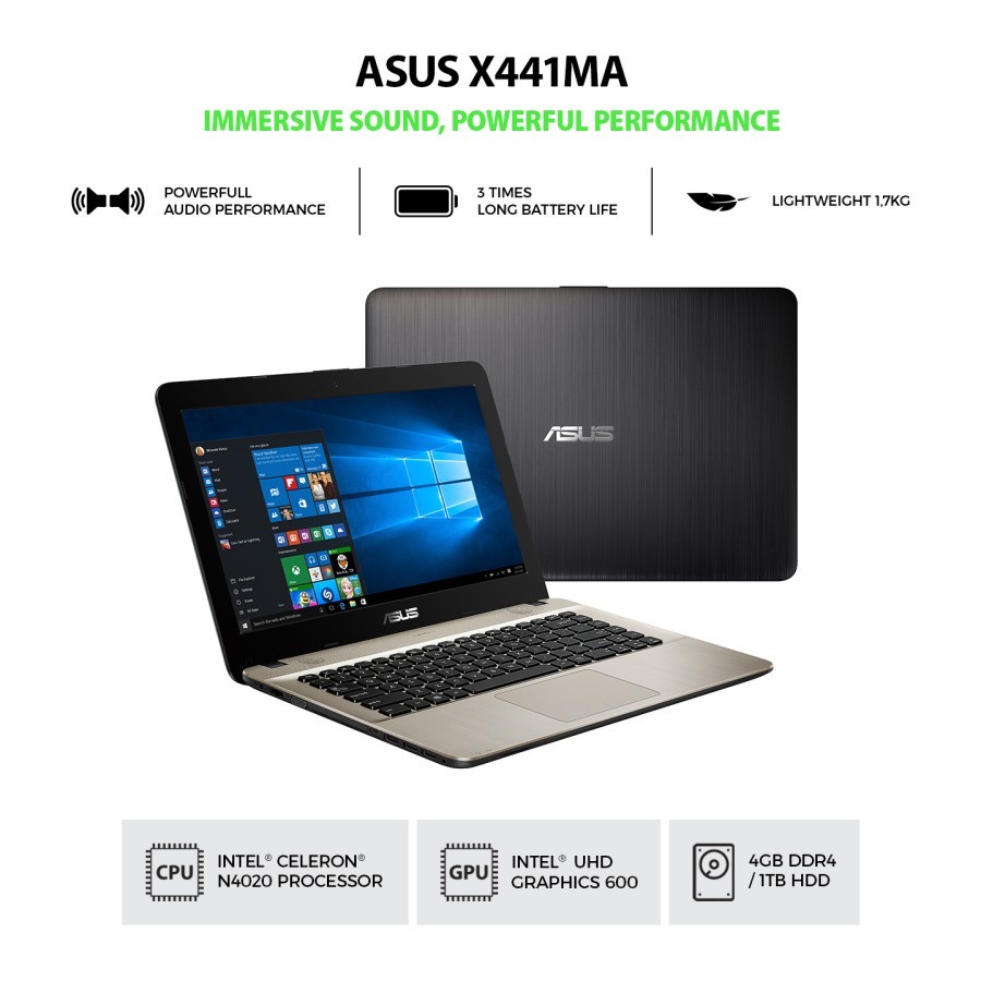 ASUS VivoBook X441MAO-411 - Chocolate Black [Intel® Celeron® N4020 / Intel® UHD Graphics 600 / 4GB /