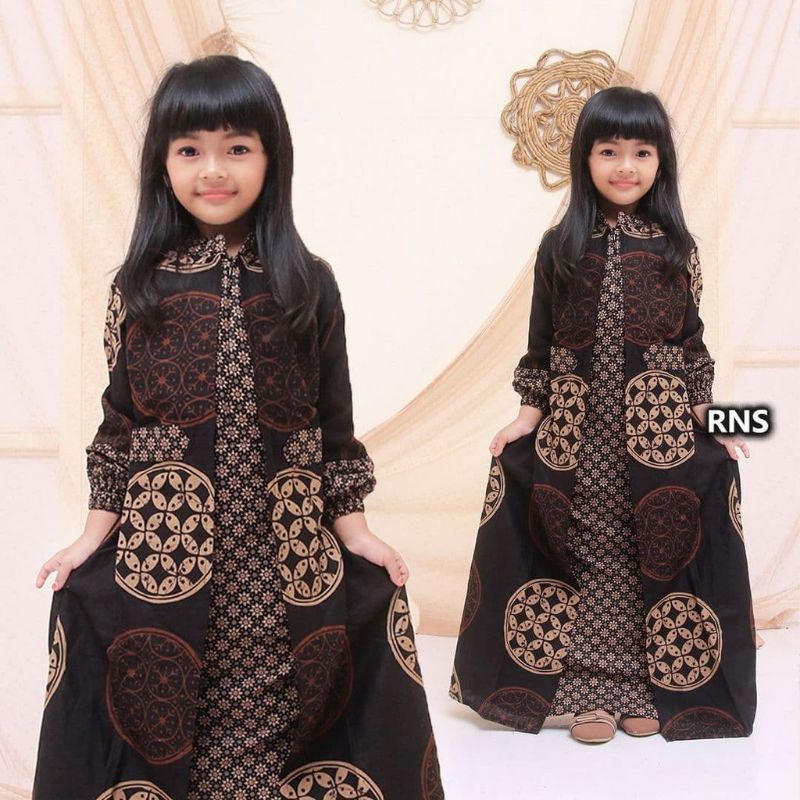 Maura Couple - Sania Ruffle Batik Couple ori Ndoro jowi DNT Garansi Termurah-Gamis Anak Bulat