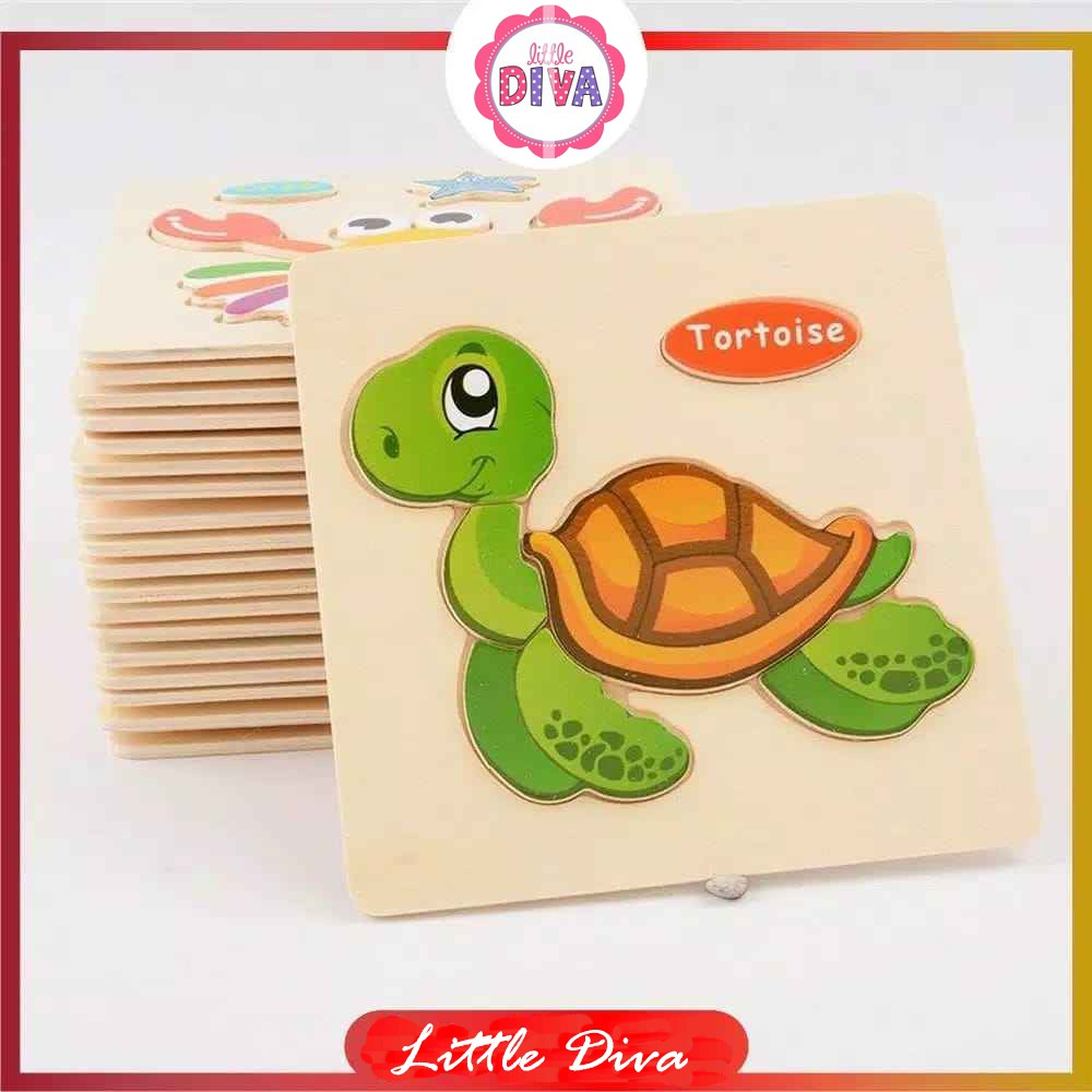 Puzzle Kayu MAINAN EDUKASI Anak Seri Hewan 3D Education Toys Puzzel Kayu susun Jigsaw Edukatif Lucu Murah Wooden Toys