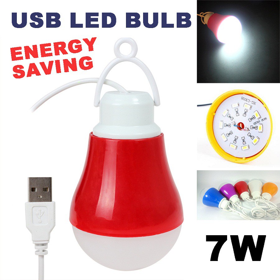 Lampu Bohlam Portable USB 7Watt Bohlam 7w USB LED Terang