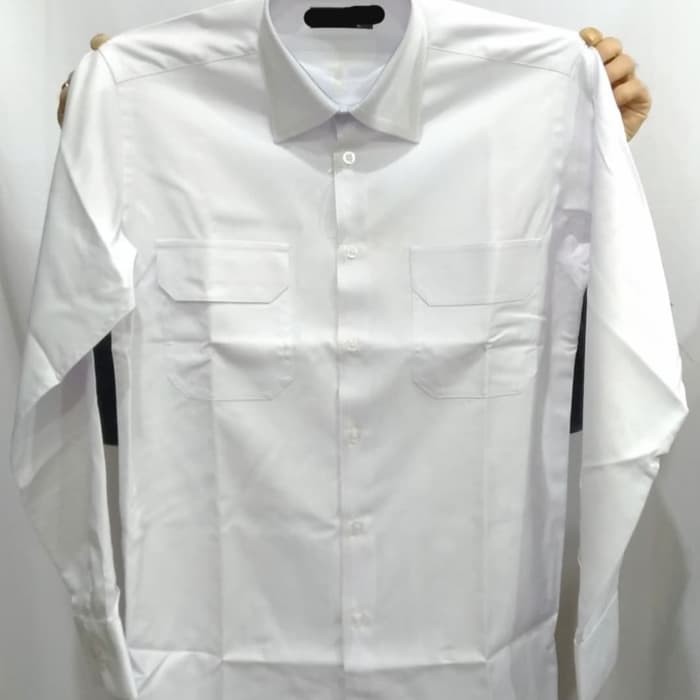 Jnanacrafts-Kemeja Pria Kasual Motif Daun Paku Putih Abu Xl Terba WU124  Putih Panjang Safari Jahi