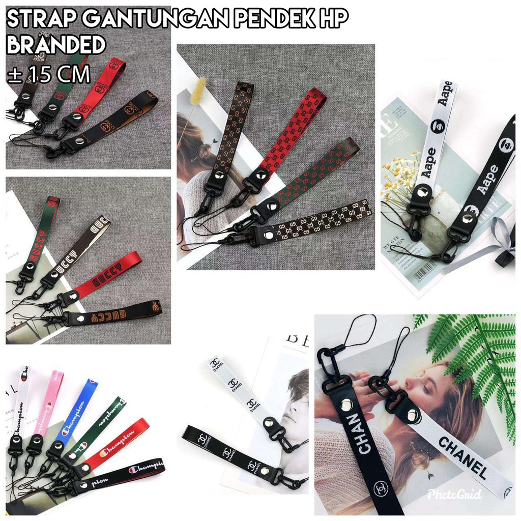 Strap Hp / Tali Gantungan HP Pendek Branded ± 15cm - Tebal