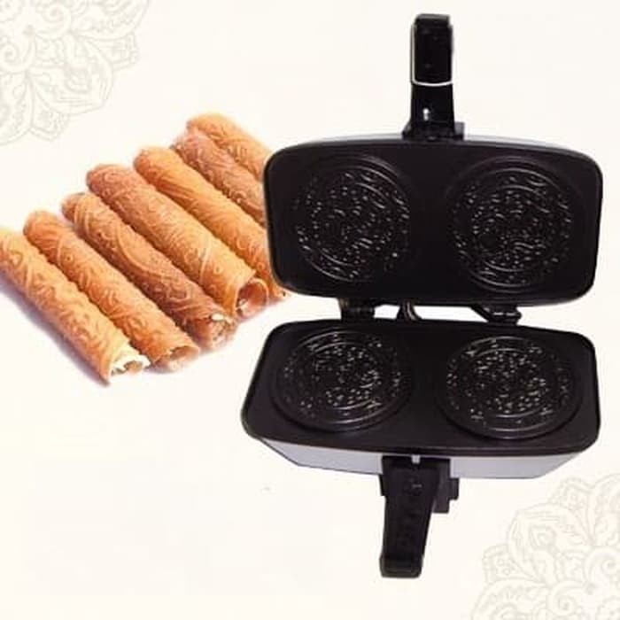 GB   2 SLOT Anti Lengket Cetakan Kue Semprong Listrik Egg Rolls Toaster