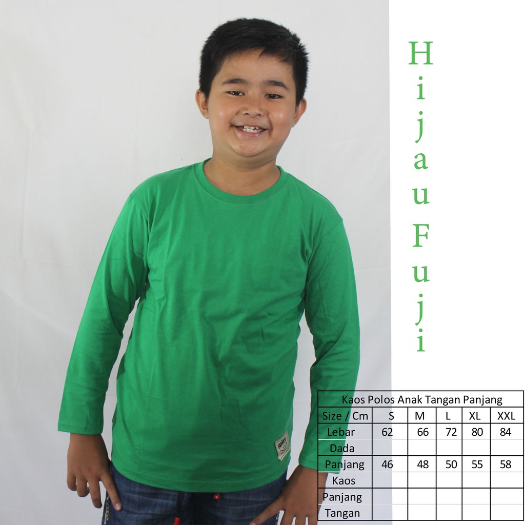 KAOS POLOS ANAK COWO PANJANG HIJAU FUJI