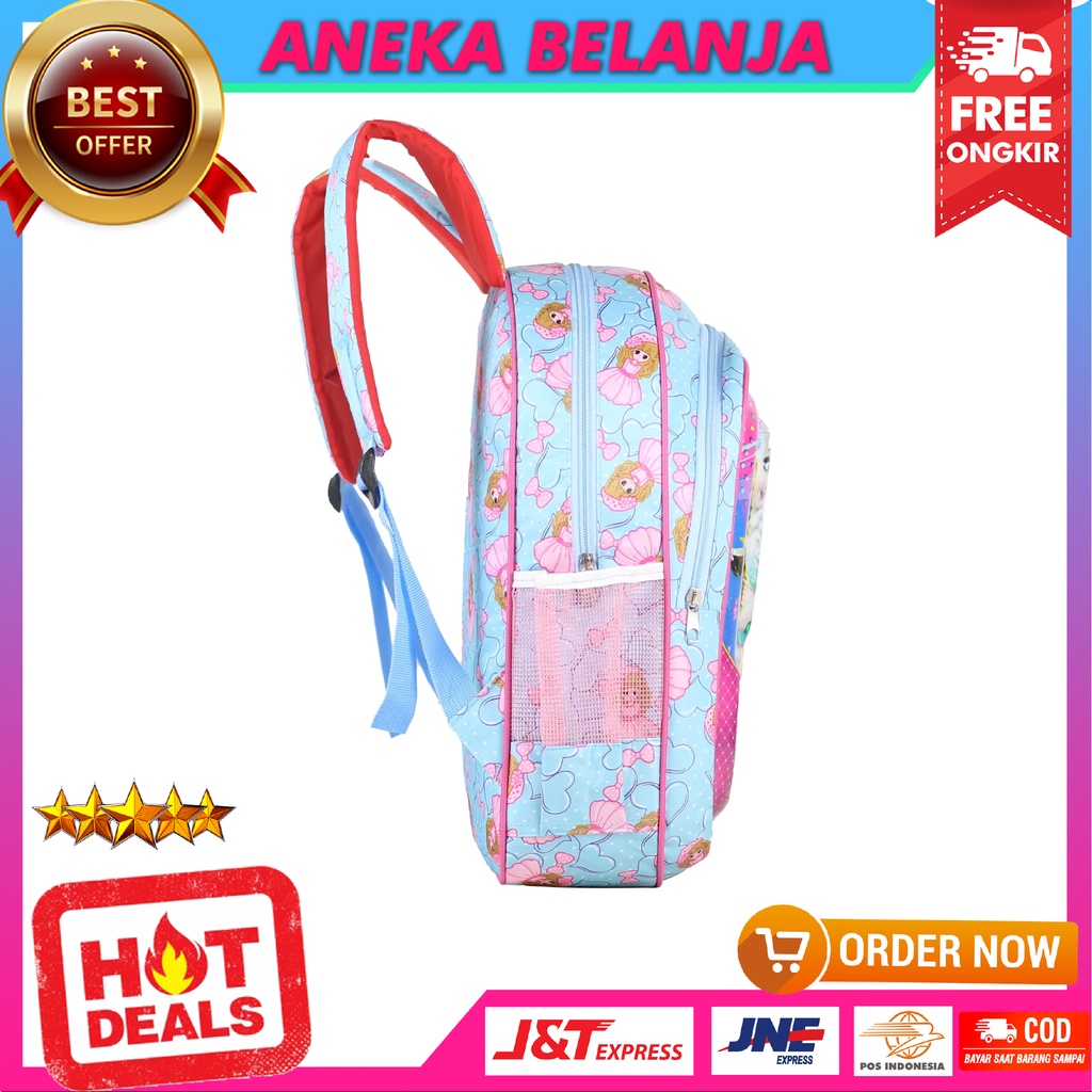 Tas Anak Cewek Model Lampu Karakter Frozen Biru Imut Lucu Ransel Sekolah TK PAUD Murah Berkualitas