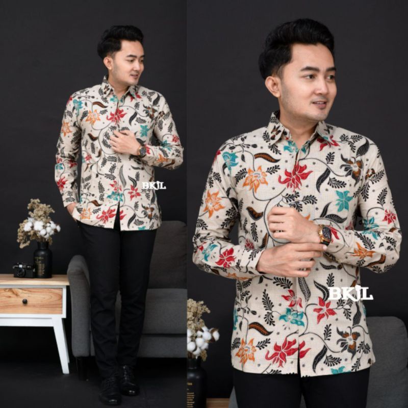 Batik Pria Lengan Panjang Motif Sekarjagad Hem Baju Batik Pria Kemeja Batik Pria Size M L XL XXL Seragam Batik Kerja