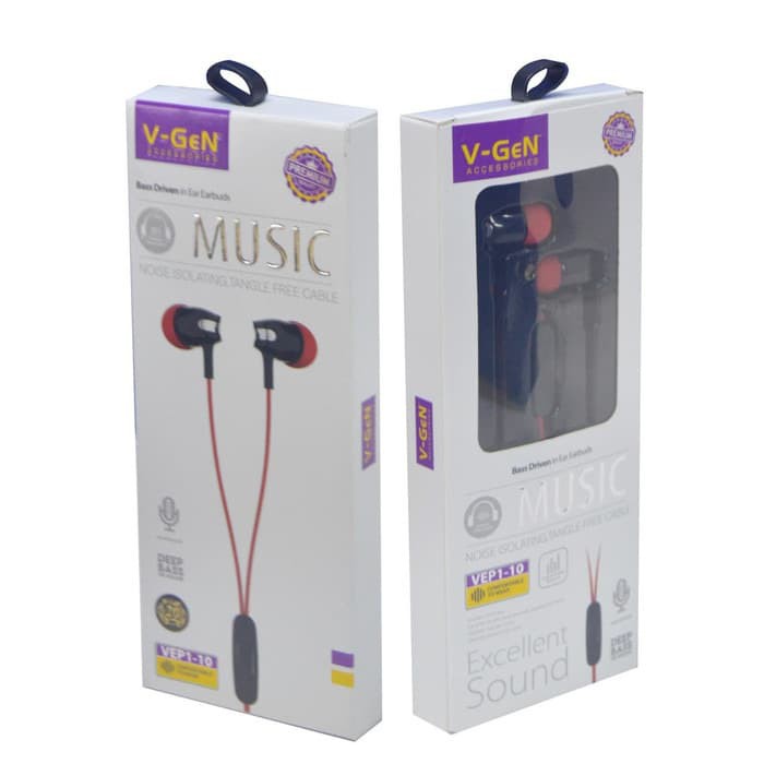 Earphone V-GeN VEP1-01 VEP1-02 Wired Headset Handsfree VGEN 1 Box @ 15pcs