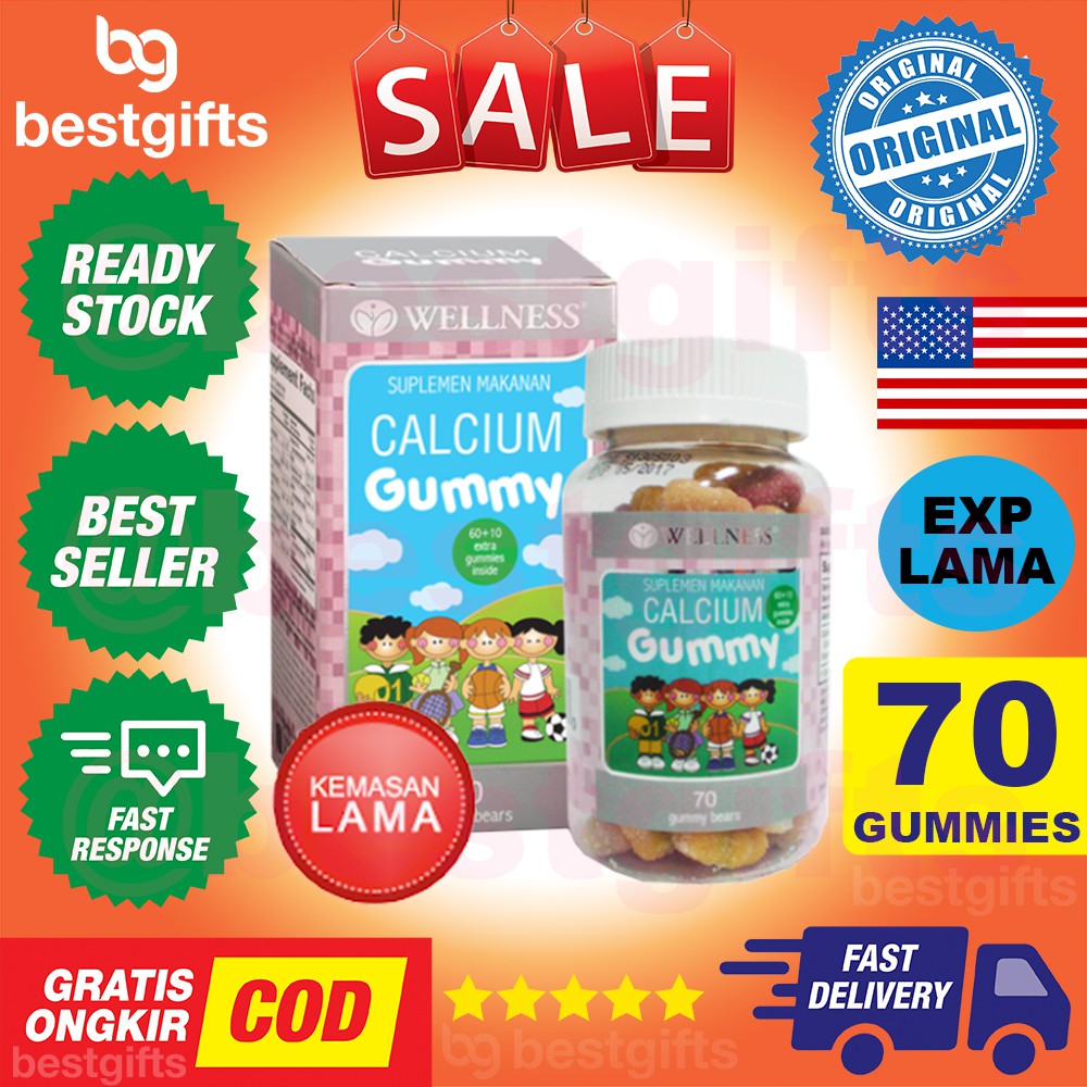 WELLNESS CALCIUM GUMMY 70 GUMMIES - VITAMIN ANAK PERTUMBUHAN TINGGI BADAN TULANG KUAT SEHAT