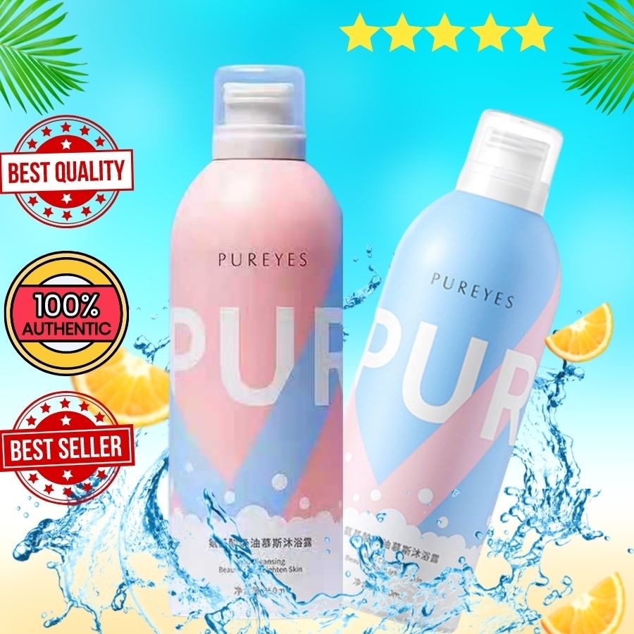 Pureyes shower gel foam Pemutih Kulit sabun mandi 350ml, KOREA WHITENING SHOWER MOUSSE