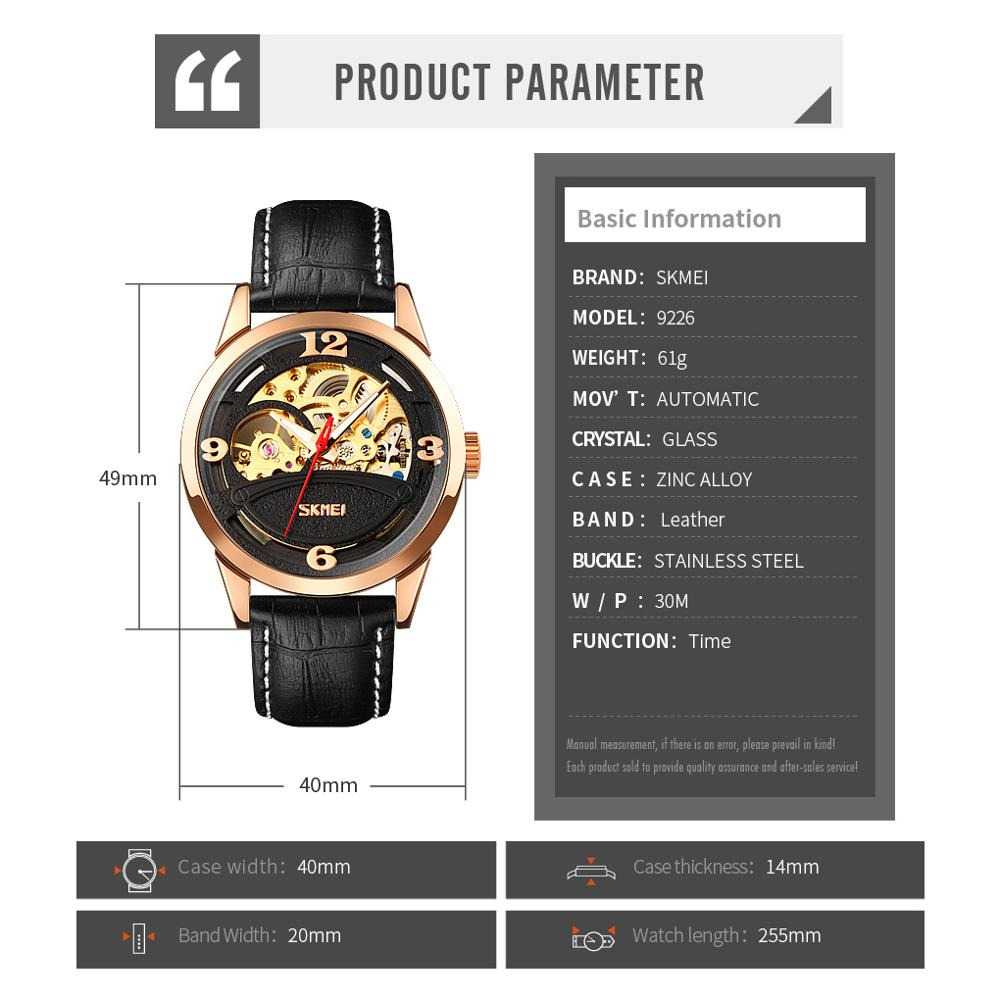 Jam Tangan Pria Automatic Original Leather SKMEI 9226CL-4