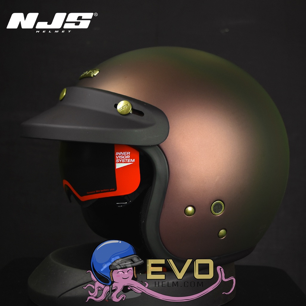 HELM NJS NX 2 RETRO SOLID DOUBLE VISOR INTERCOM FREE PET ORIGINAL 100%-Sparkling Doff