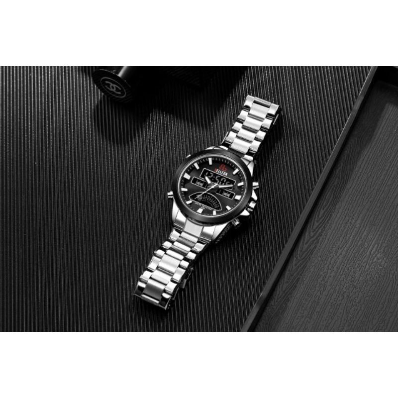 Jam Tangan Pria Belleda Original Rantai sport Double Time 100% waterproof free Box dan kartu Garansi