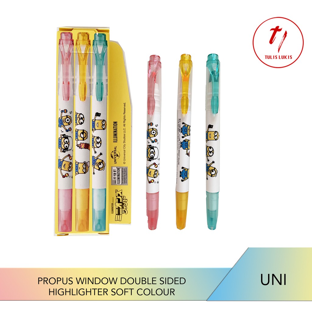 

UNI PROPUS WINDOW DOUBLE SIDED HIGHLIGHTER SOFT COLOUR MINION EDITION