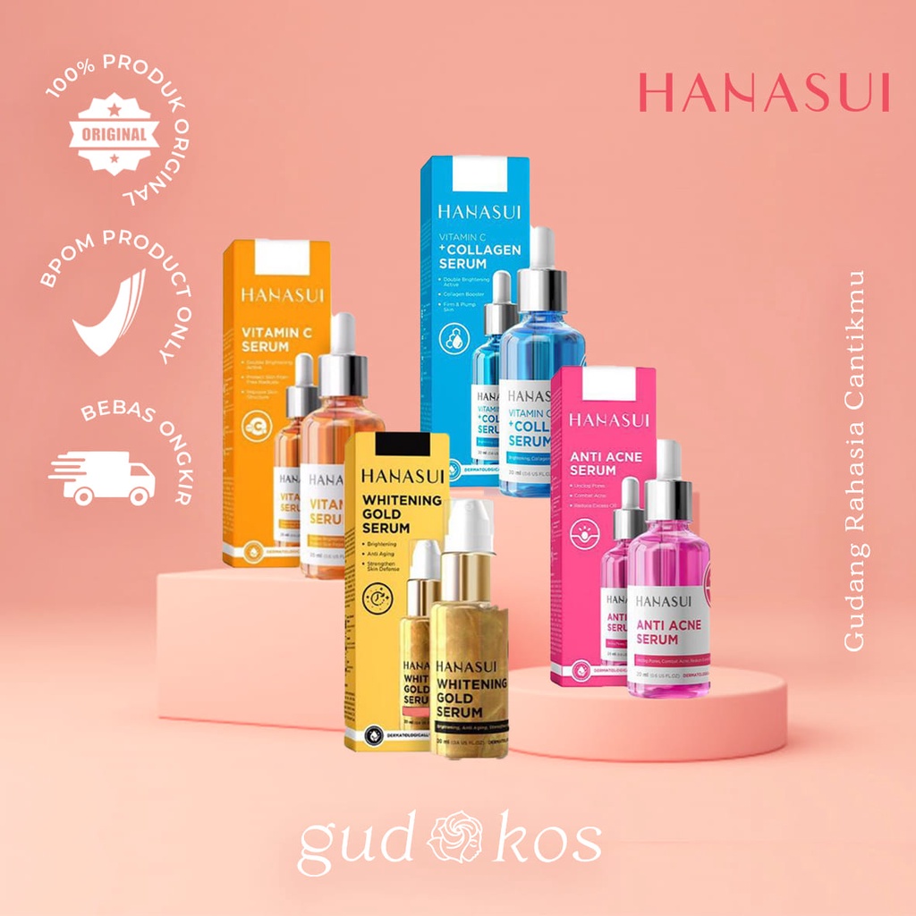 [BPOM] HANASUI Serum Whitening Gold | Anti Acne | Vit C + Collagen ORIGINAL