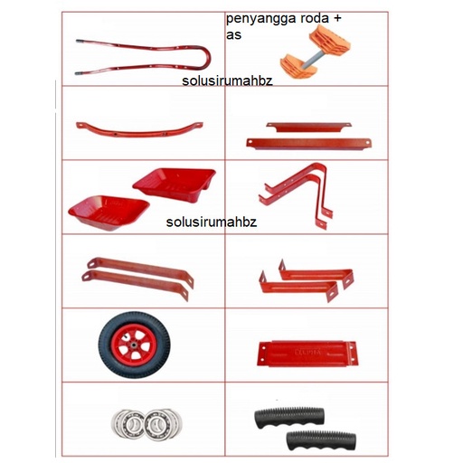 PENYANGGA RODA + AS GEROBAK DORONG ALPHA PENAHAN spare part sorong