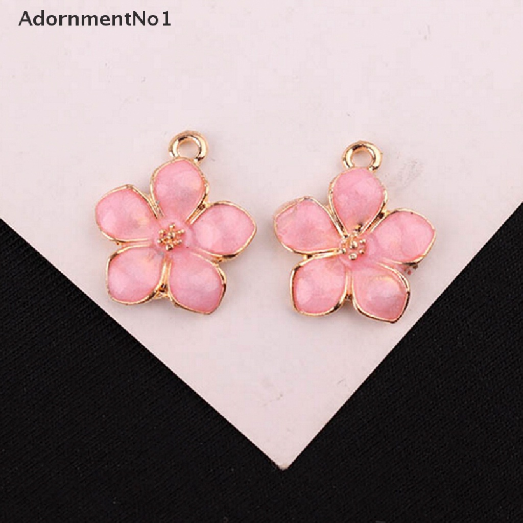 (AdornmentNo1) 10pcs / Set Liontin Bunga Enamel Bahan Alloy Untuk Membuat Perhiasan DIY