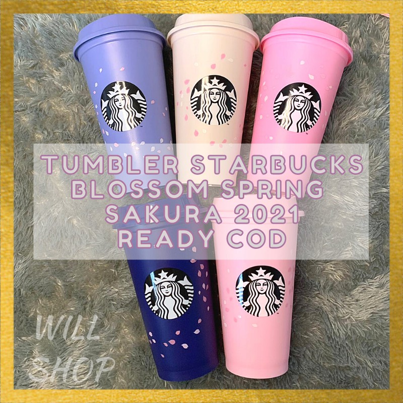 TUMBLER STARBUCKS HOT / COLD BOTOL SBUX SAKURA SPRING 2021 TERBARU READY GOJEK / COD
