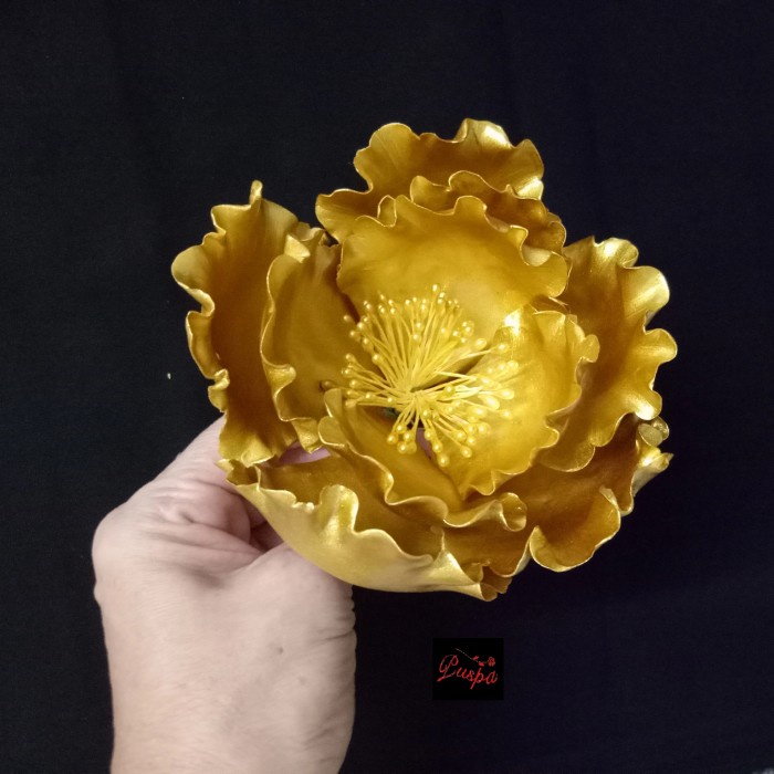 

(390/PPEGG)Gumpaste Flower sugar flower/Bunga Gumpaste Peoni Gold