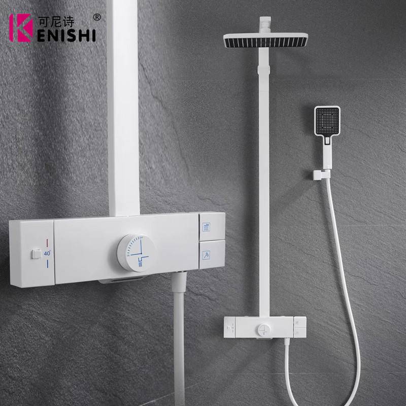Shower Putih Termostatik Shower Persegi Semprotan Terbaru Shower Air Panas Dan Dingin