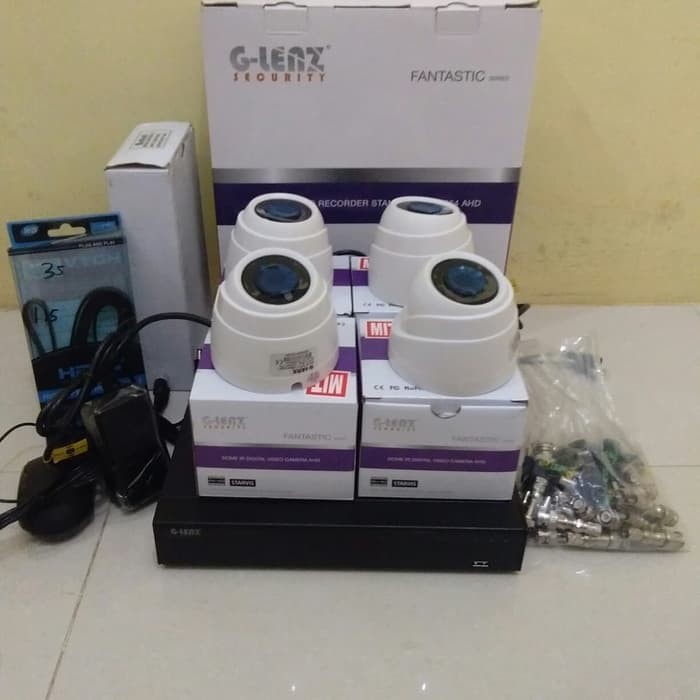 PAKET CCTV GLENZ 4 CH 2 INDOOR 2 OUTDOOR 5.0MP HD 1TB LENGKAP MURAH