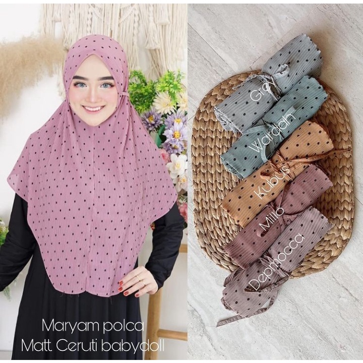 Bergo Maryam Polkadot / Bergo Maryam Polka / Bergo Maryam Polkadot Plisket / Hijab Instant Maryam Pl