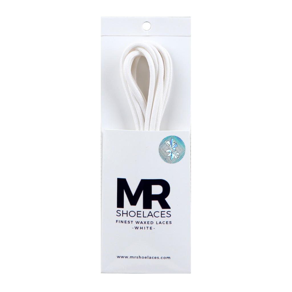 MR Shoelaces RD19 White (Putih) Tali Sepatu Lilin 2-3mm Bulat Round 50cm 60cm 70cm 80cm 90cm 100cm 120cm 150cm (Waxed Laces) - Premium Shoelace