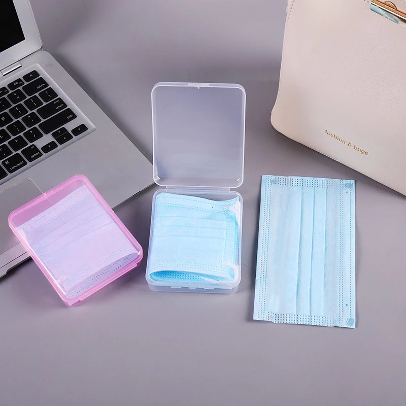 Transparent Square Plastic Cosmetics Storage Box / Portable Waterproof Mask Cotton Swab Container