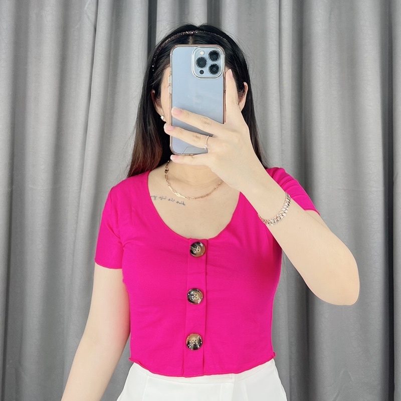 Yoan button crop top | Crop top kancing spdx | Atasan wanita crop