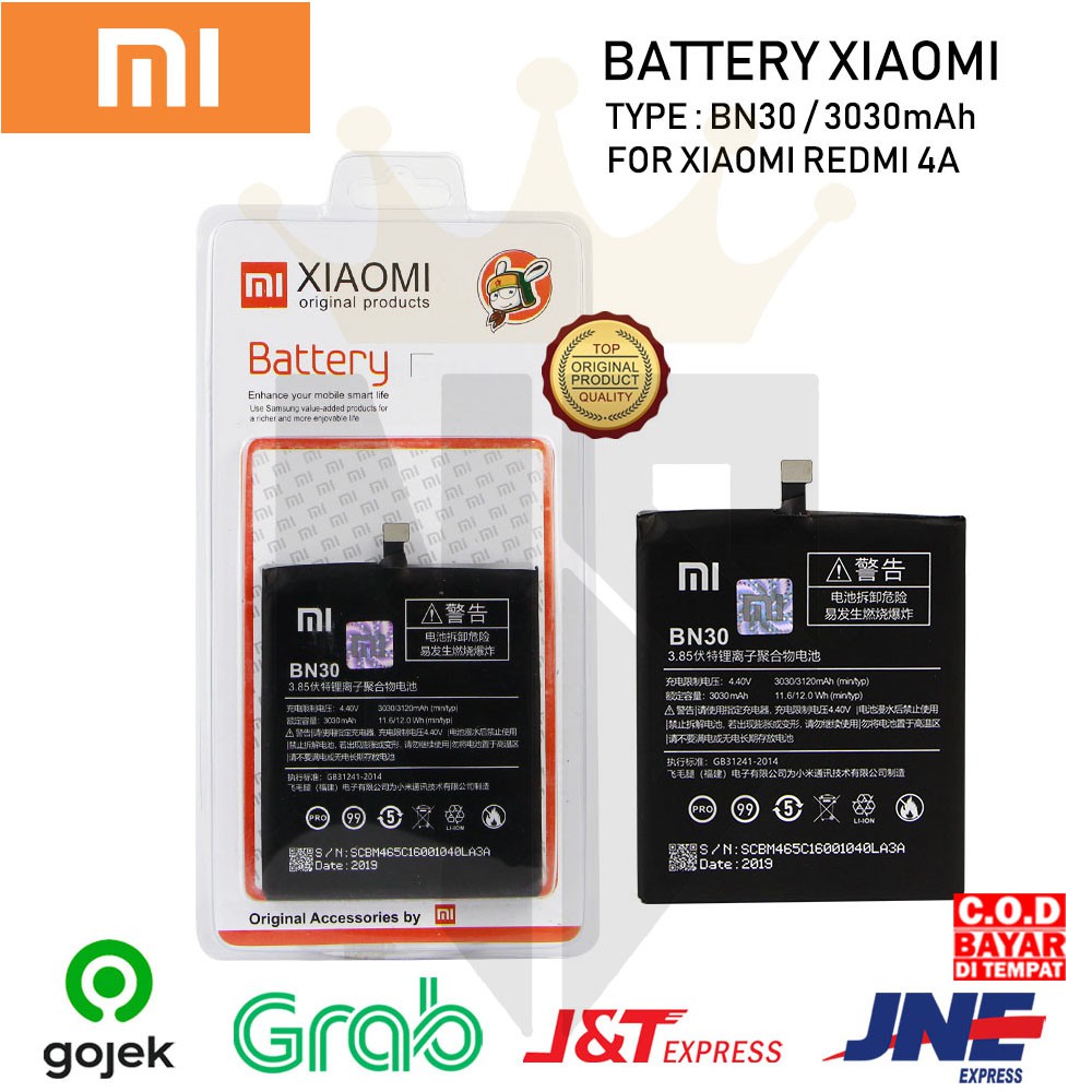 Baterai Batre Xiaomi Redmi 4A BN30 Original Battery Xiaomi BN30 ORI