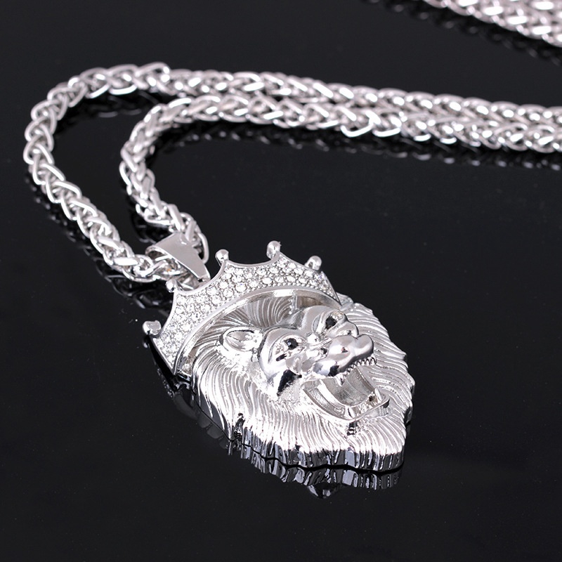 Fashion Pria Titanium Steel Lion Head Pendant Kalung