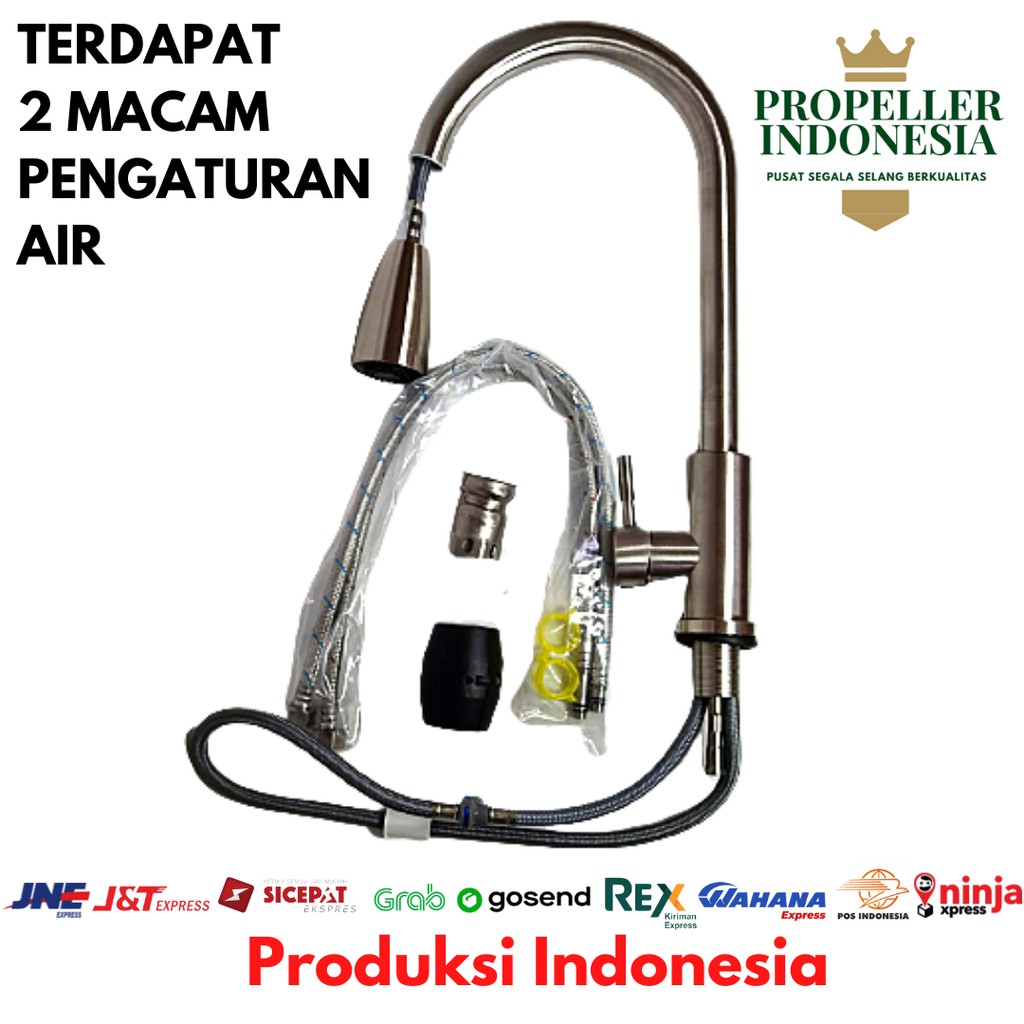 Kran Cuci Piring Kran Air Stainless Keran Tarik Dapur Stainless Keran Air Cuci Piring Kran Air Putar
