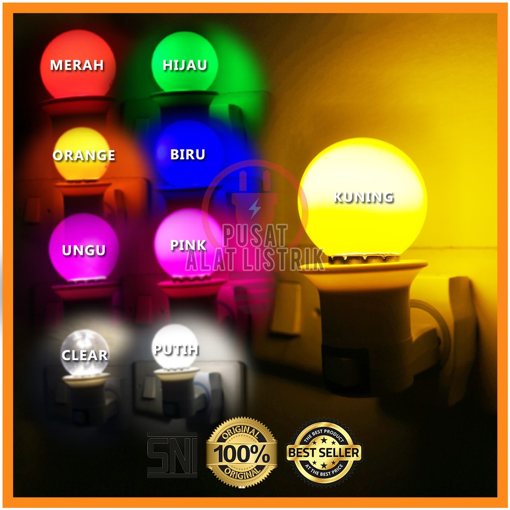 LAMPU TIDUR WARNA MERAH / HIJAU / BIRU / KUNING / ORANGE / UNGU / PINK / CLEAR / PUTIH