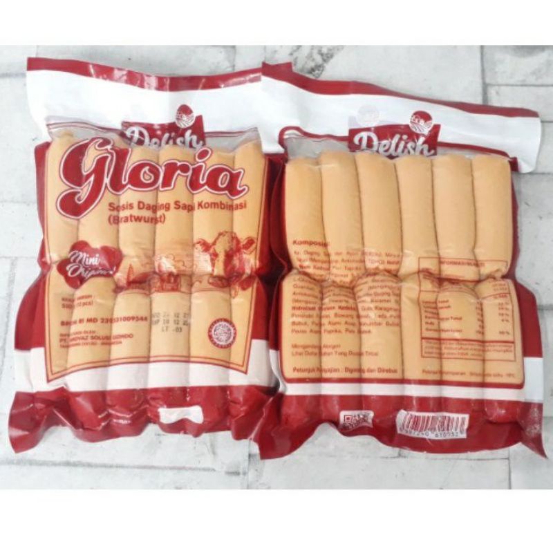 

Sosis Gloria daging sapi 500gr isi 12