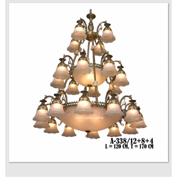 Lampu hias gantung dekorasi void ruang tamu klasik 338/12+8+4