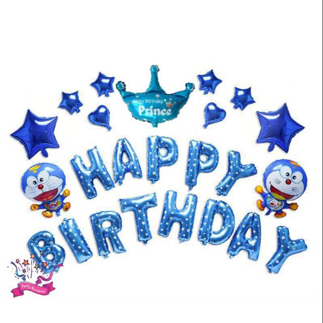 DORAEMON STARS SET DEKORASI/PAKET DEKORASI ULANG TAHUN ANAK/BALON FOIL DORAEMON