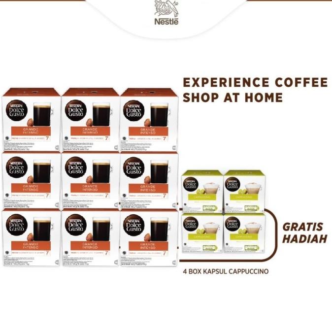 

9 Box Nescafe Dolce Gusto Grande Intenso Kopi Free 4 Box Cappuccino