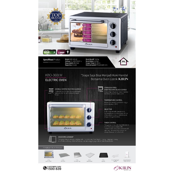 OVEN KIRIN Oven Toaster KBO-360LW 36 Liter Low Watt MURAH