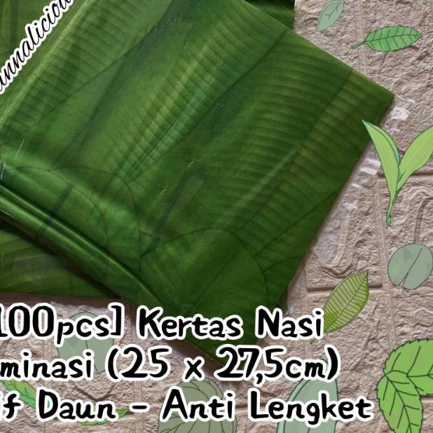 

Kertas Nasi Laminasi Anti Lengket ~ Motif Daun Pisang Uk. 25x27,5cm