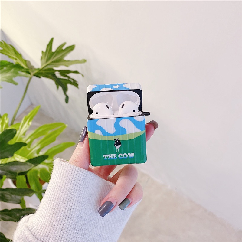 Casing Soft Case Anti Jatuh Motif Sapi Untuk Airpods 1 / 2 Pro