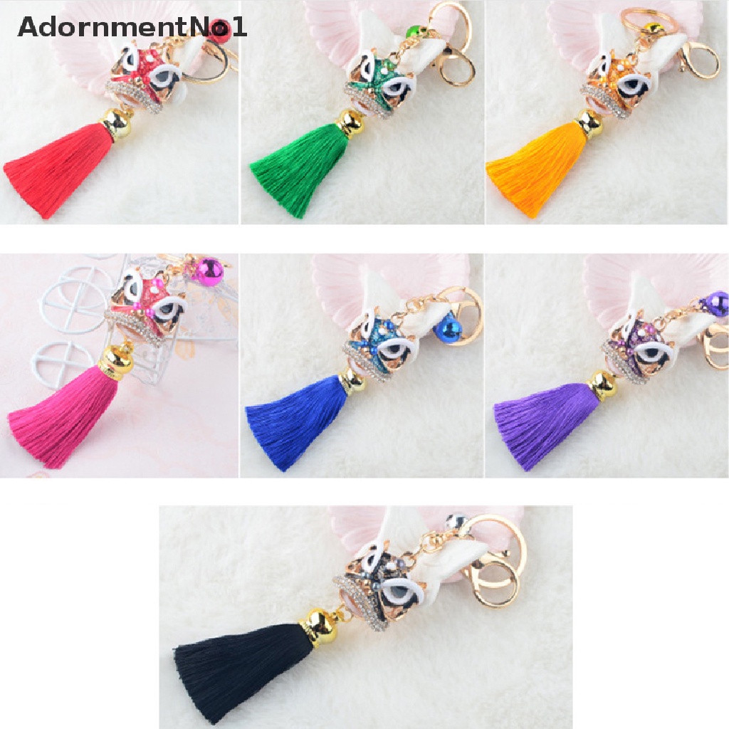 [AdornmentNo1] 1Pc Chinese Festival Lion Dance Car Keychain Crystal Lucky Mascot Key Chain [new]