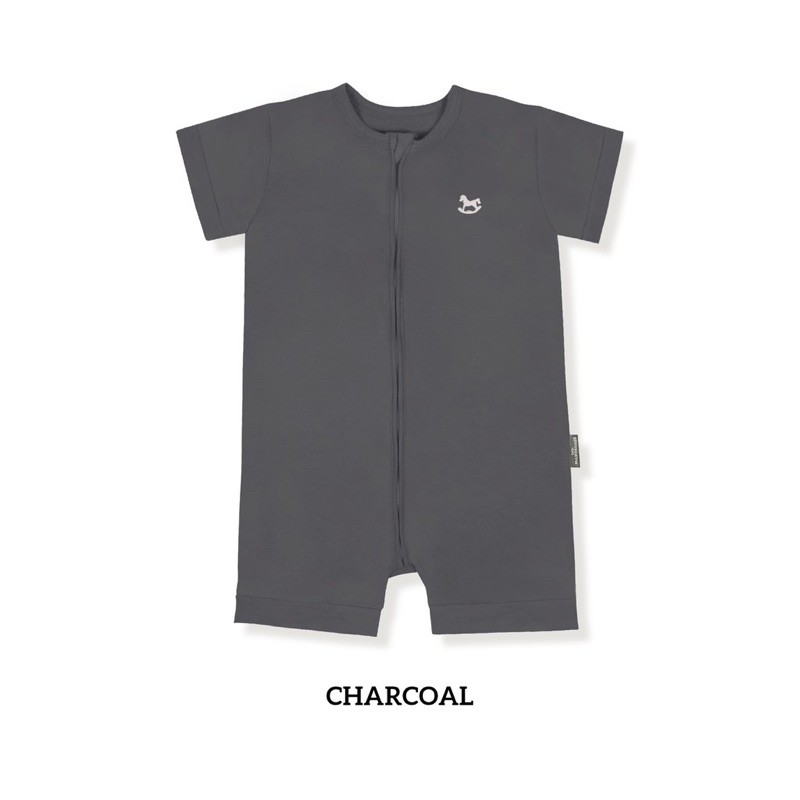 Agigu Wear - Zippy Playsuit by Little Palmerhaus 6M - 3Y, Jumsuit Bayi, Baju bayi, Jumper Baby-Charcoal