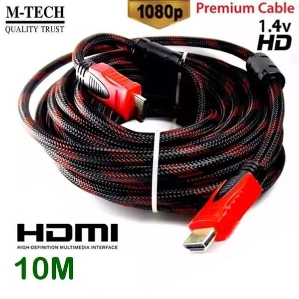 KABEL HDMI 10M SERAT JARING HDMI TO HDMI 10 M 1080P V1.4 3D HQ