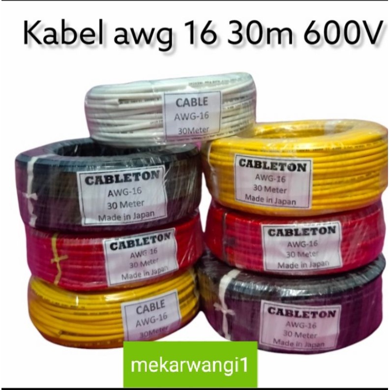 Kabel awg 16 30Meter 600v serabut silver