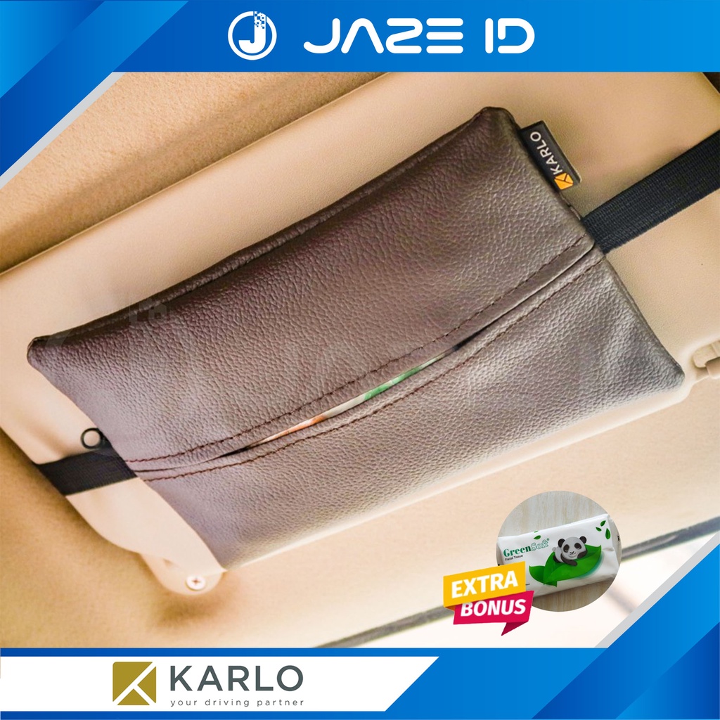 Karlo Tempat Tissue Tisu Mobil Premium Sun Visor Jok Basic Dark Brown