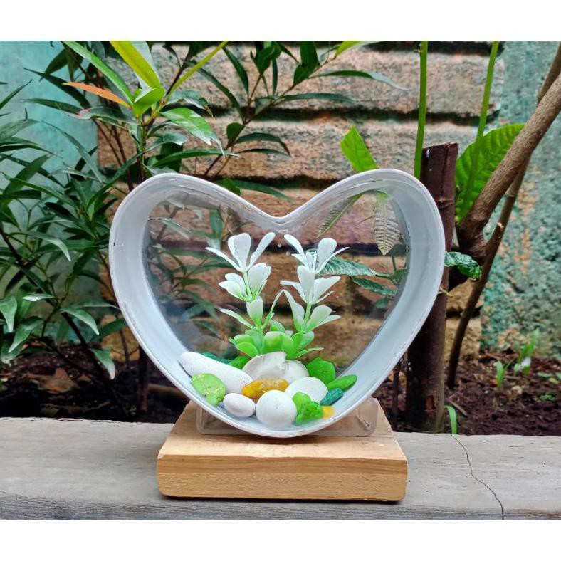 Diskon Aquarium Mini Unik Akrilik Pvc Love Cupang,Gapi,Neon,Ikan Hias