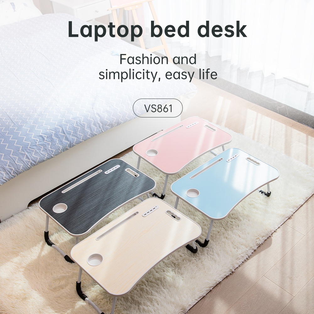 Vusign Folding Table / Meja Belajar Laptop Lipat Warna-Warni Dengan USB Port Bonus Kipas Lampu dan Kabel USB VS861