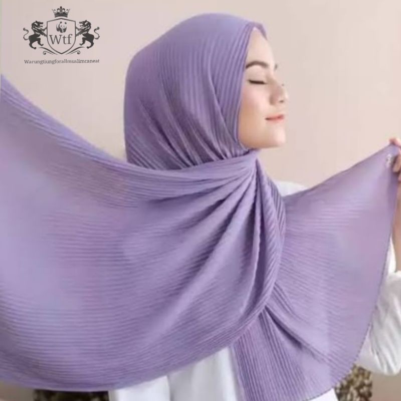 DISKON.! Pashmina FULL PLISKET || Pleated Shawl-Lilac