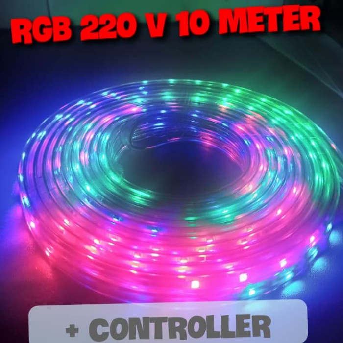 Lampu LED STRIP SELANG 3528 2835 10M 220v METER OUTDOOR RGB