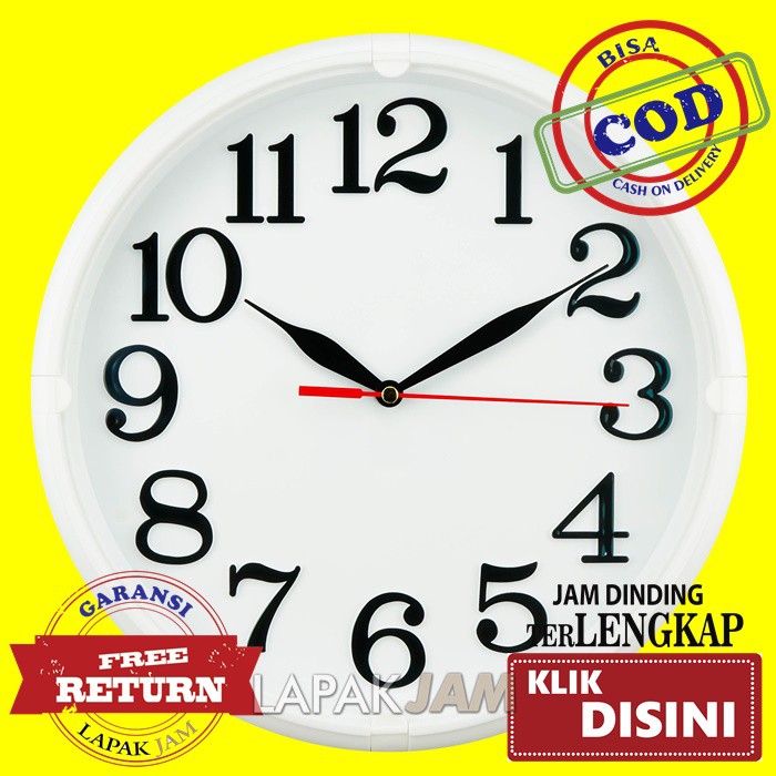 Jam Dinding Esa 102 Bulat Polos Minimalis Diameter 26 cm Best Seller SPOM Esa 102 Putih